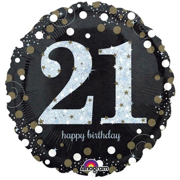 Loftus International 18 in. Sparkling Birthday 21 Holographic Party Balloon A3-3238